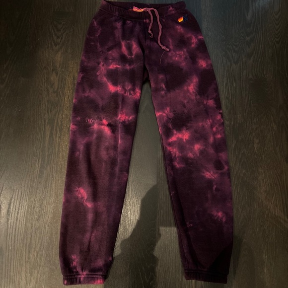 Aviator Nation Set, Size S Sweatshirt and XS Pants - Pink Tie Dye Tracksuit - Picture 2 of 2